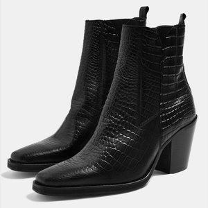 Topshop Mason Crocodile Chelsea Boots EU 38